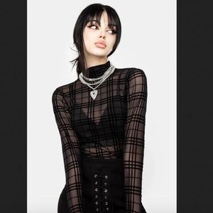 Disturbia Buffy Check Mesh Top
